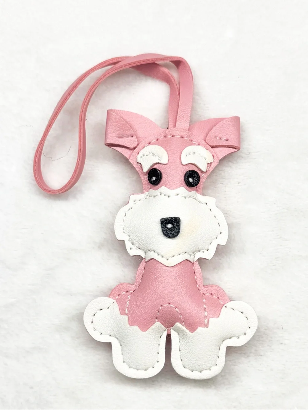 Pink Schnauzer Dog Bag Charm Keychain Purse Accessory